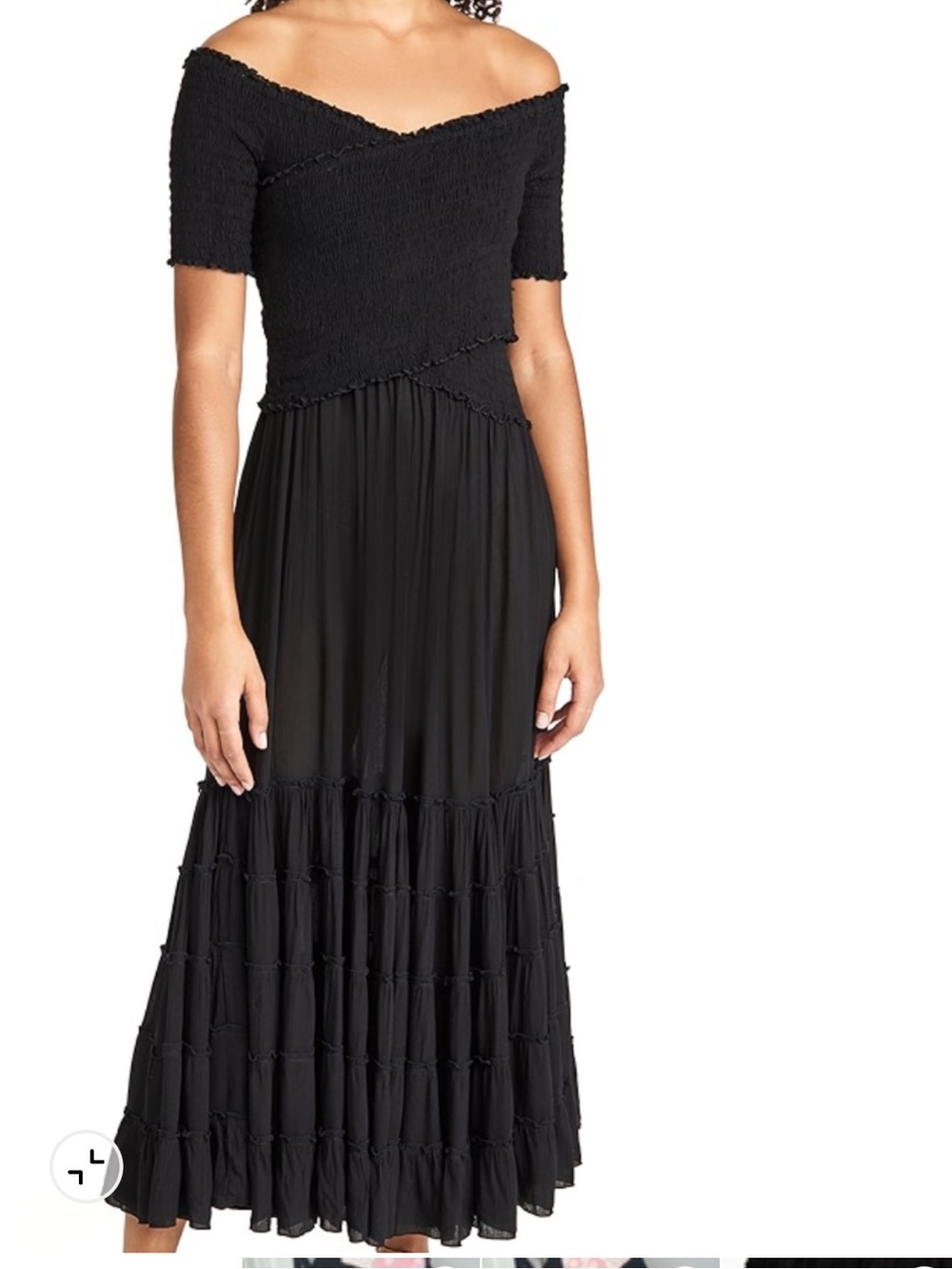 POUPETTE ST BART BLACK OFF/ on shoulder maxi dress